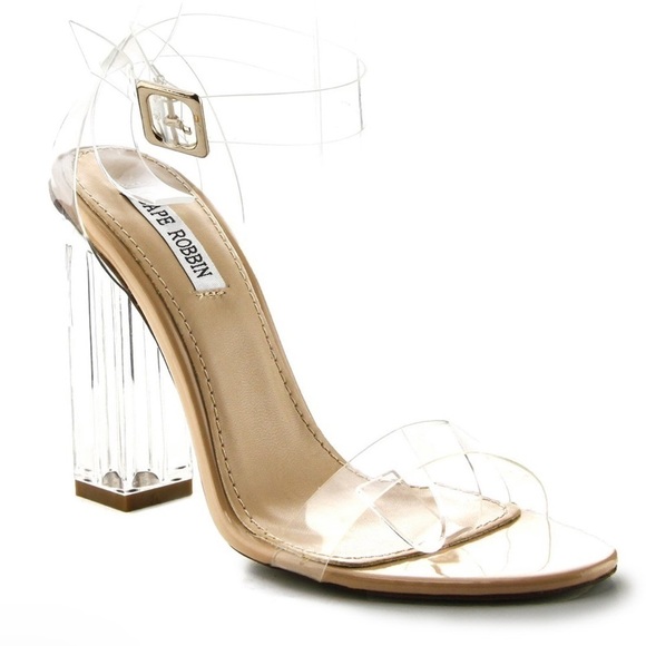 Cape Robbin Maria-2 Clear Chunky Block High Heels - Picture 3 of 3